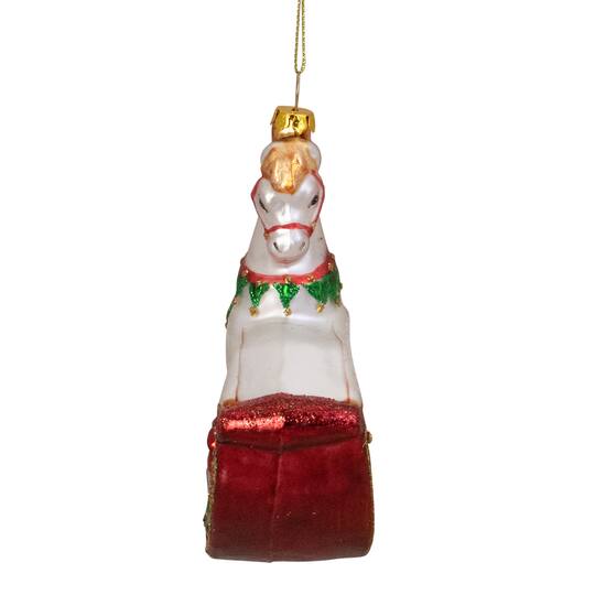 5" Glass Traditional Rocking Horse with Gifts Ornament
